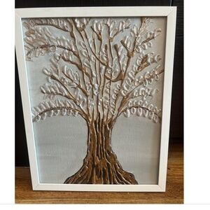 12x15 Deeply Rooted Textured Glue Acrylic Painting Framed Canvas Wall Art